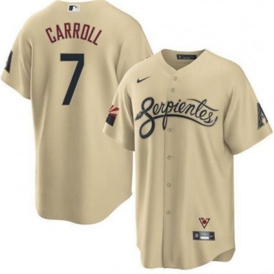 Men Arizona Diamondbacks 7 Corbin Carroll 2021 Gold City Connect Cool Base Stitched Jersey