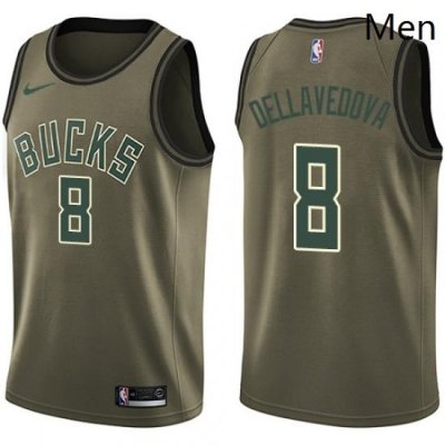 Mens Nike Milwaukee Bucks 8 Matthew Dellavedova Swingman Green Salute to Service NBA Jersey