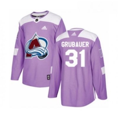 Youth Adidas Colorado Avalanche 31 Philipp Grubauer Authentic Purple Fights Cancer Practice NHL Jersey