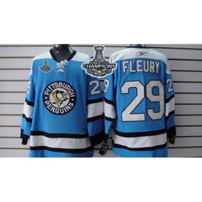 Penguins #29 Andre Fleury Blue 2017 Stanley Cup Finals Champions Stitched NHL Jersey