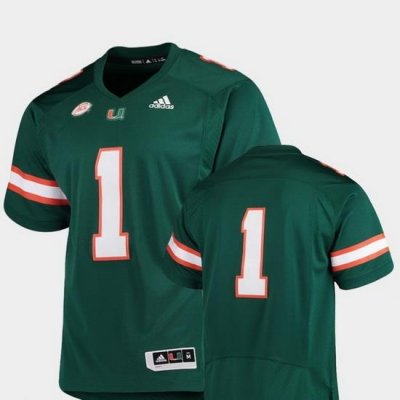 Men Miami Hurricanes 1 Green College Football Premier Jersey