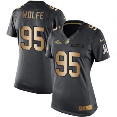 Nike Broncos #95 Derek Wolfe Black Womens Stitched NFL Limited Gold Salute to Service Jersey