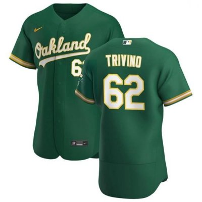 Oakland Athletics 62 Lou Trivino Men Nike Kelly Green Alternate 2020 Authentic Player MLB Jersey