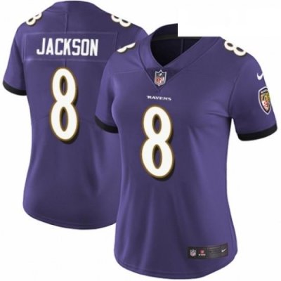 Womens Nike Baltimore Ravens 8 Lamar Jackson Purple Team Color Vapor Untouchable Limited Player NFL Jersey