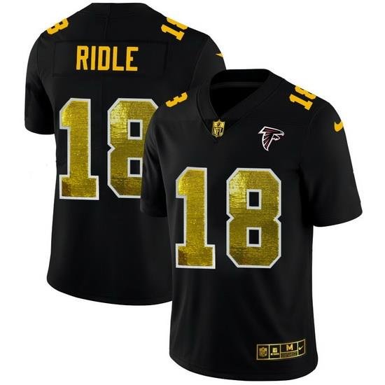 Atlanta Falcons 18 Calvin Ridley Men Black Nike Golden Sequin Vapor Limited NFL Jersey