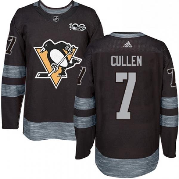 Mens Adidas Pittsburgh Penguins 7 Matt Cullen Authentic Black 1917 2017 100th Anniversary NHL Jersey