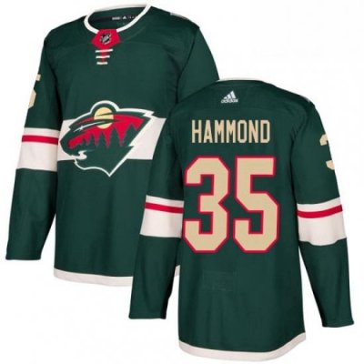 Mens Adidas Minnesota Wild 35 Andrew Hammond Authentic Green Home NHL Jersey