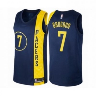 Mens Indiana Pacers 7 Malcolm Brogdon Authentic Navy Blue Basketball Jersey City Edition