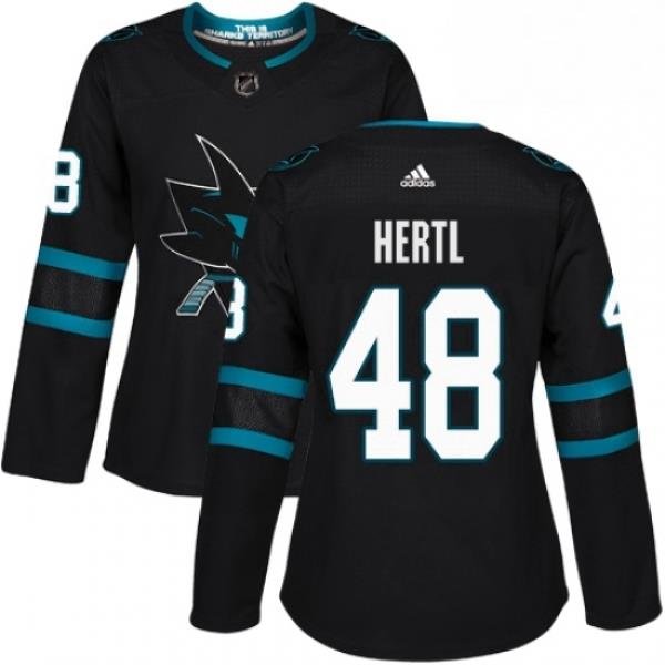 Womens Adidas San Jose Sharks 48 Tomas Hertl Premier Black Alternate NHL Jersey