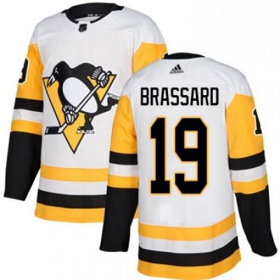 Mens Adidas Pittsburgh Penguins 19 Derick Brassard Authentic White Away NHL Jersey