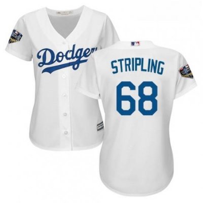 Womens Majestic Los Angeles Dodgers 68 Ross Stripling Authentic White Home Cool Base 2018 World Series MLB Jersey