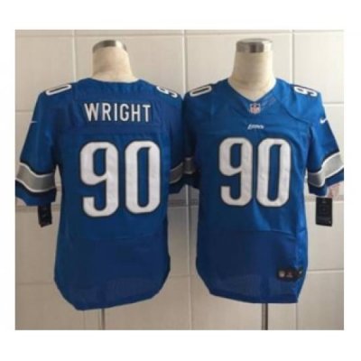 nike nfl jerseys detroit lions 90 wright blue[Elite][wright]