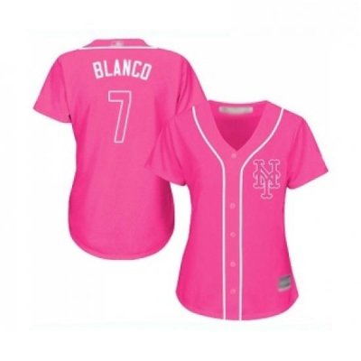 Womens New York Mets 7 Gregor Blanco Authentic Pink Fashion Cool Base Baseball Jersey