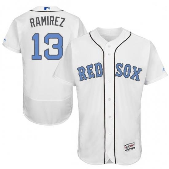 Mens Majestic Boston Red Sox 13 Hanley Ramirez Authentic White 2016 Fathers Day Fashion Flex Base MLB Jersey