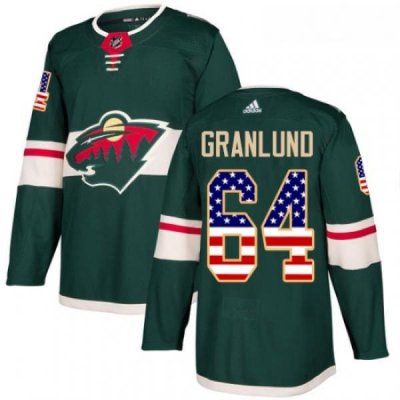 Youth Adidas Minnesota Wild 64 Mikael Granlund Authentic Green USA Flag Fashion NHL Jersey