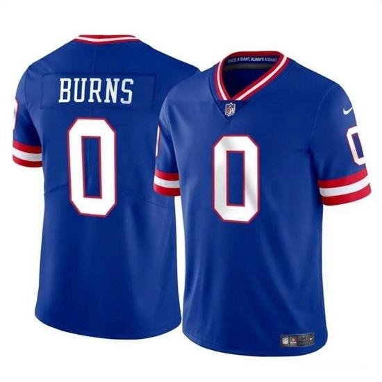 Men New York Giants 0 Brian Burns Blue Throwback Vapor Untouchable Limited Stitched Jersey