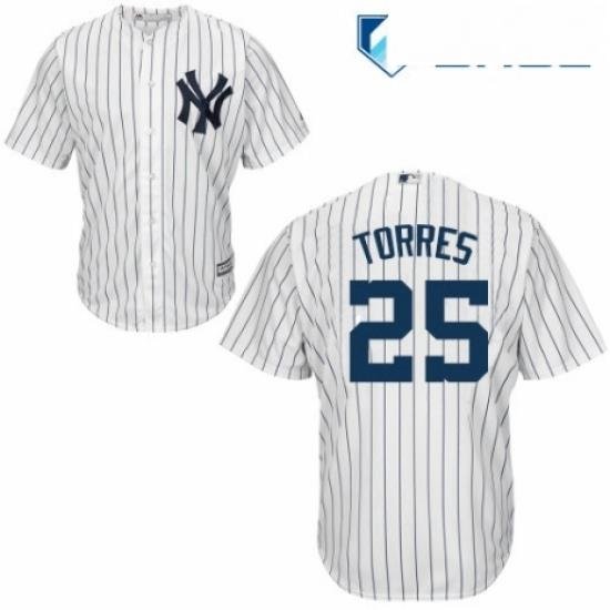 Youth Majestic New York Yankees 25 Gleyber Torres Authentic White Home MLB Jersey