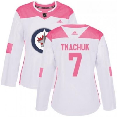 Womens Adidas Winnipeg Jets 7 Keith Tkachuk Authentic WhitePink Fashion NHL Jersey