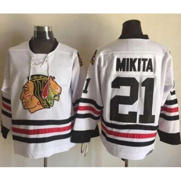 Chicago Blackhawks  #21 Stan Mikita White CCM Throwback Stitched NHL Jersey