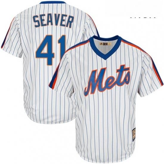 Mens Majestic New York Mets 41 Tom Seaver Replica White Cooperstown MLB Jersey