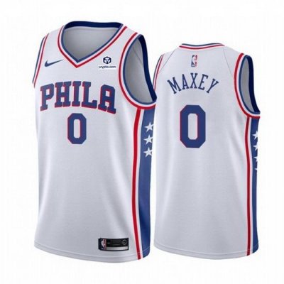 Men Philadelphia 76ers 0 Tyrese Maxey White Association Edition Stitched Jersey 606