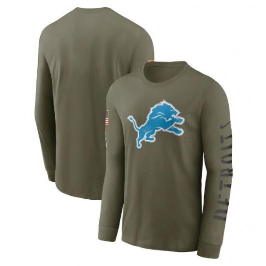 Men Detroit Lions Olive 2022 Salute To Service Long Sleeve T Shirt