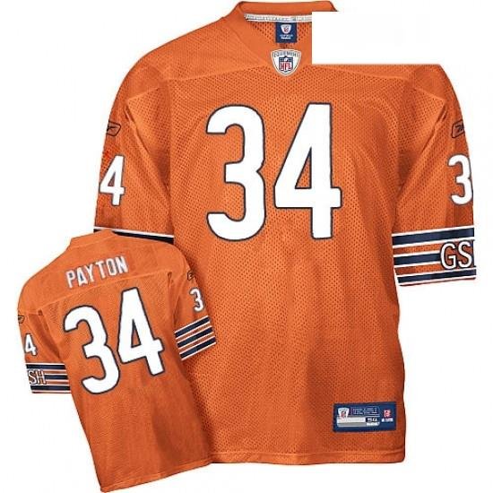 Reebok Chicago Bears 34 Walter Payton Orange Alternate Authentic Throwback NFL Jersey