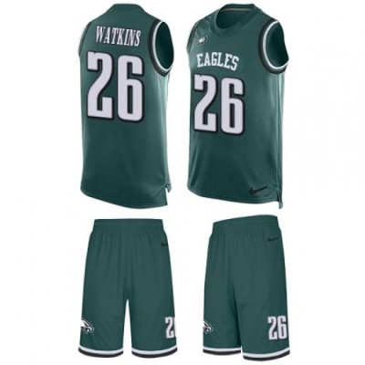 Men's Nike Philadelphia Eagles #26 Jaylen Watkins Limited Midnight Green Tank Top Suit NFL Jersey