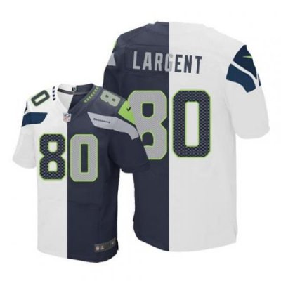 Nike Seahawks #80 Steve Largent White Steel Blue Mens Stitched NFL Elite Split Jersey