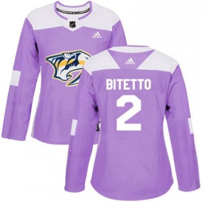 Womens Adidas Nashville Predators 2 Anthony Bitetto Authentic Purple Fights Cancer Practice NHL Jersey