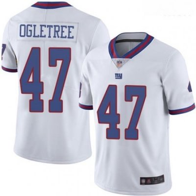 Giants 47 Alec Ogletree White Men Stitched Football Limited Rush Jersey