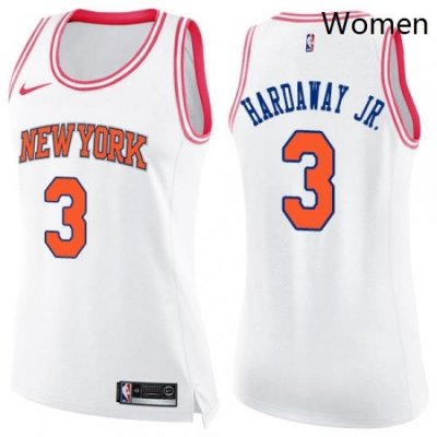 Womens Nike New York Knicks 3 Tim Hardaway Jr Swingman WhitePink Fashion NBA Jersey