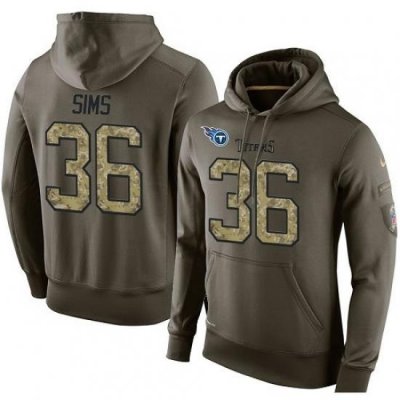 NFL Nike Tennessee Titans 36 LeShaun Sims Green Salute To Service Mens Pullover Hoodie