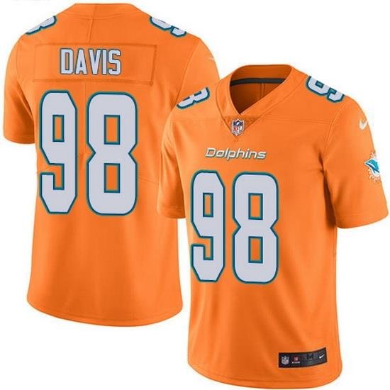 Nike Dolphins 98 Raekwon Davis Orange Men Stitched NFL Limited Rush Jersey