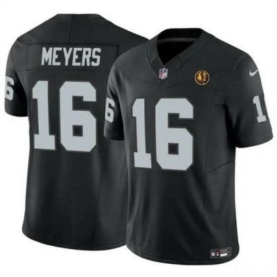 Men Las Vegas Raiders 16 Jakobi Meyers Black 2023 F U S E  With John Madden Patch Vapor Limited Stitched Football Jersey