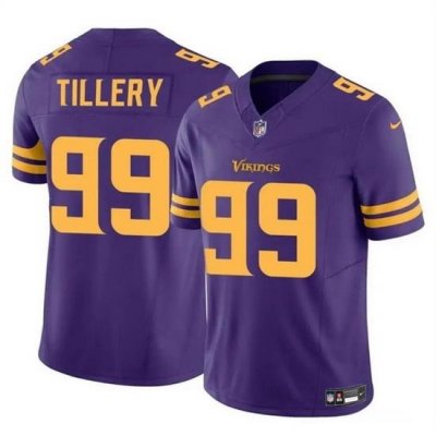 Men Minnesota Vikings 99 Jerry Tillery Purple 2023 F U S E  Color Rush Untouchable Limited Stitched Jersey