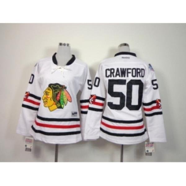 NHL Women chicago blackhawks #50 Corey Crawford white jerseys(2015 new classic)