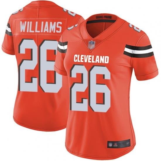 Browns 26 Greedy Williams Orange Alternate Women Stitched Football Vapor Untouchable Limited Jersey