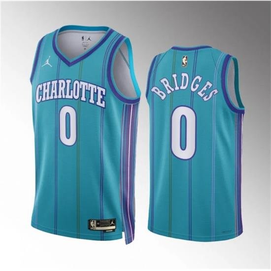 Men Charlotte Hornets 0 Miles Bridges Teal 2023 24 Classic Edition Stitched Basketball Jersey