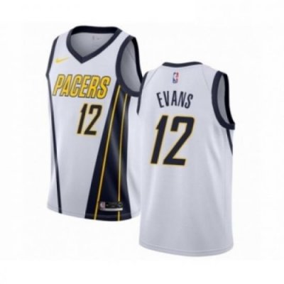 Mens Nike Indiana Pacers 12 Tyreke Evans White Swingman Jersey Earned Edition