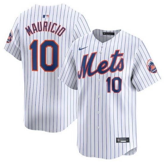 Men NeW York Mets 10 Ronny Mauricio White 2024 Home Limited Stitched Baseball Jersey