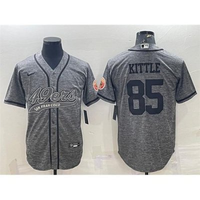 Men San Francisco 49ers 85 George Kittle Grey With Patch Cool Base Stitched Baseball Jersey