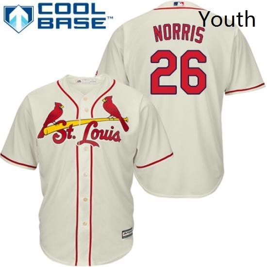 Youth Majestic St Louis Cardinals 26 Bud Norris Replica Cream Alternate Cool Base MLB Jersey