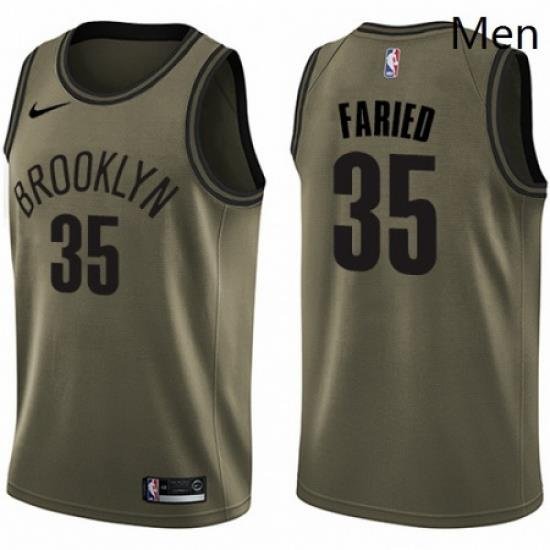 Mens Nike Brooklyn Nets 35 Kenneth Faried Swingman Green Salute to Service NBA Jersey