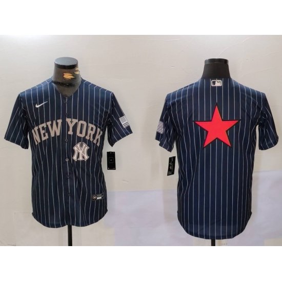 Men New York Yankees Navy Team Big Logo Cool Base Stitched Baseball Jersey 3