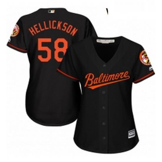 Womens Majestic Baltimore Orioles 58 Jeremy Hellickson Replica Black Alternate Cool Base MLB Jersey