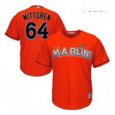 Youth Majestic Miami Marlins 64 Nick Wittgren Authentic Orange Alternate 1 Cool Base MLB Jersey