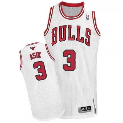 Youth Adidas Chicago Bulls 3 Omer Asik Authentic White Home NBA Jersey