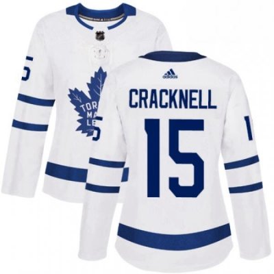 Womens Adidas Toronto Maple Leafs 15 Adam Cracknell Authentic White Away NHL Jersey