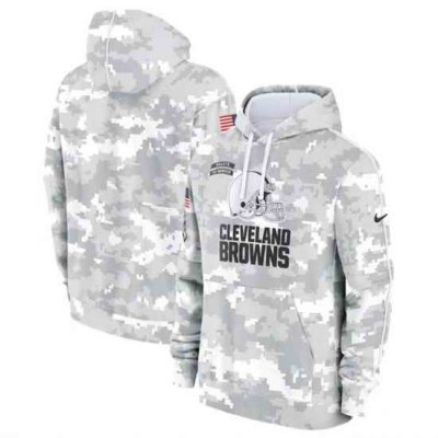 Youth Cleveland Browns 2024 White Gray Salute To Service Pullover Hoodie